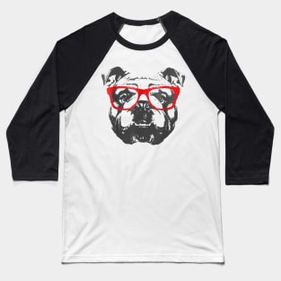 English Bulldog T Shirt Design Red Glasses Nice Baseball T-Shirt